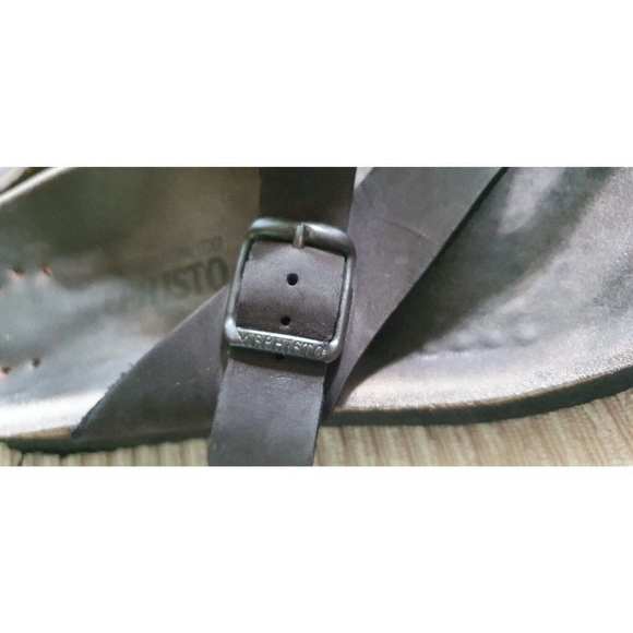 MEMPHISTO HELEN WOMEN'S SANDAL SIZE 7 (38) BLACK LEATHER SLIDE CROSS TOES Mephis - Picture 10 of 11